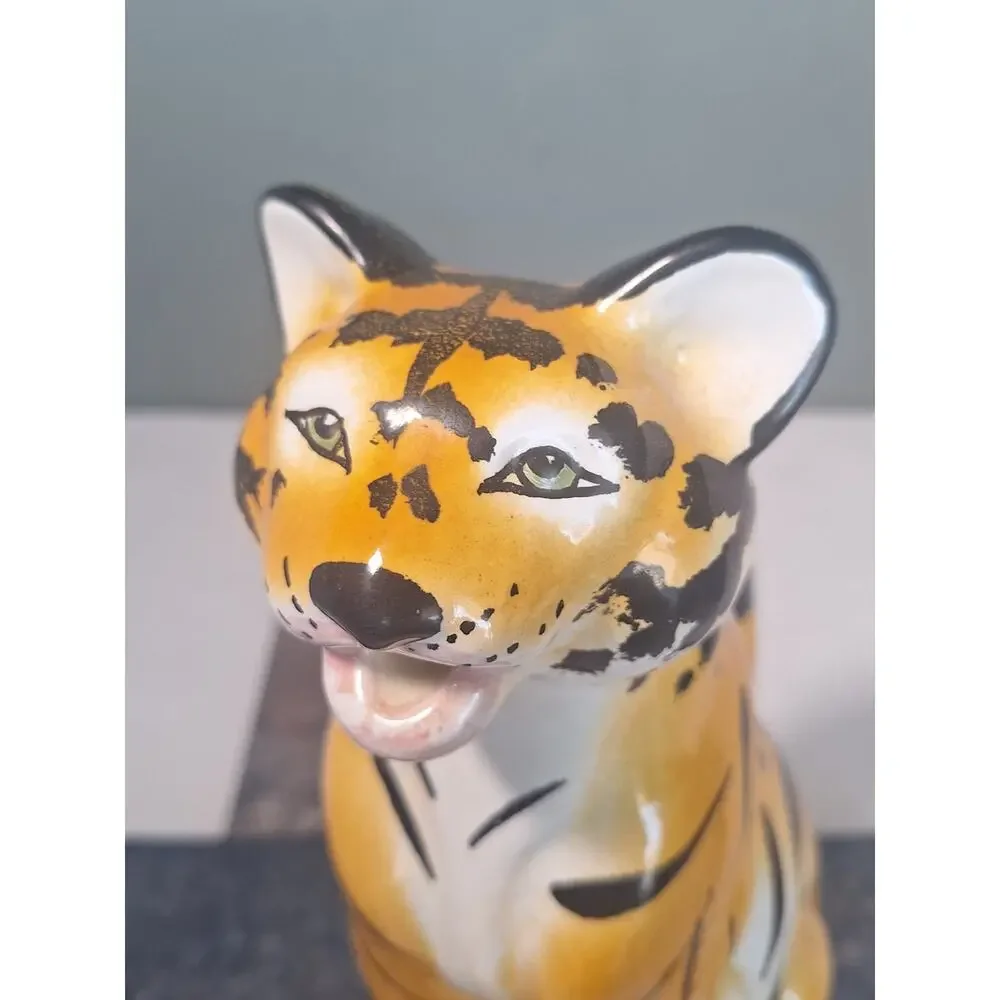 Vintage 1975 R.E.M.O Italy Tiger Ceramic Pitcher Decanter MCM Art Pottery- NM!
